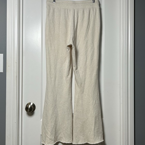 Aerie Cream Flare Drawstring Elastic Waist Raw Hem Sweatpants Comfy Chic Style - Picture 2 of 2